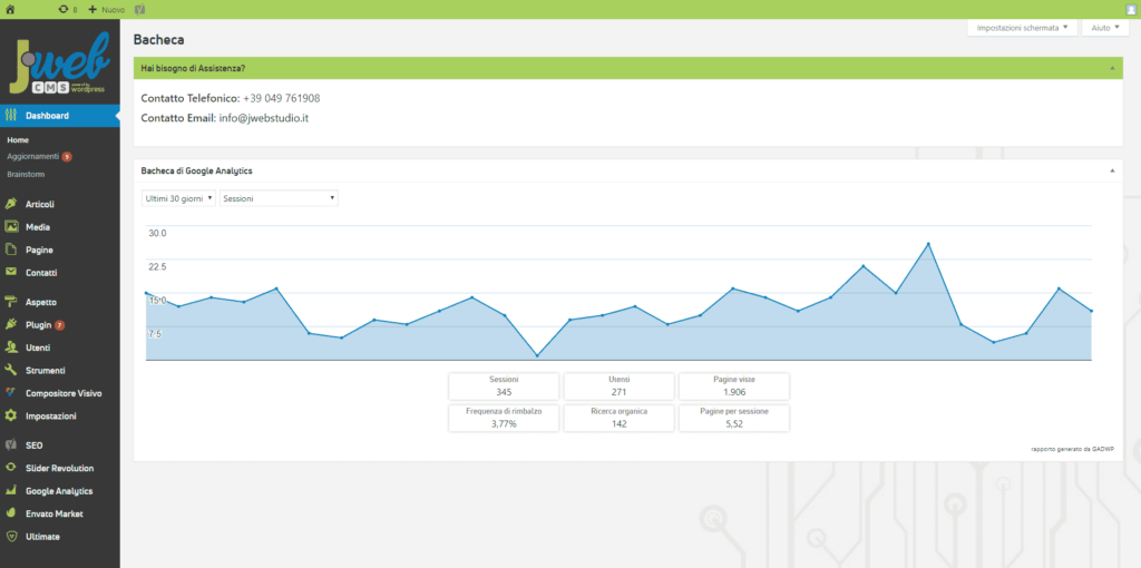 Dashboard JWeb Studio