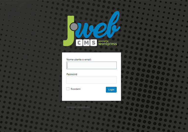 Pannello Jweb Studio login