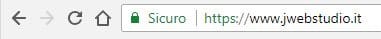 indirizzo Url HTTPS di Jweb Studio con lucchetto verde su Google Chrome