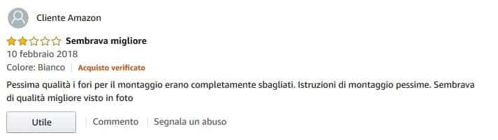 Esempio recensione negativa