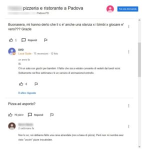 Esempio di domande e risposte su attività locale